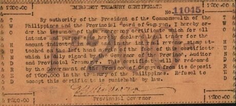 Реверс банкноты 200 песо (Филиппины) 1942 года