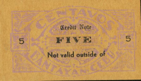 Реверс банкноты 5 centavos (Filipiny) 1942