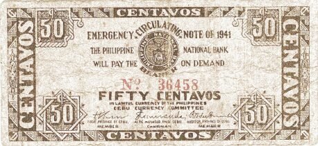 Аверс банкноты 50 сентаво (Филиппины) 1941 года