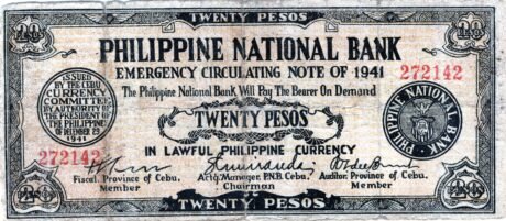Аверс банкноты 20 песо (Филиппины) 1941 года