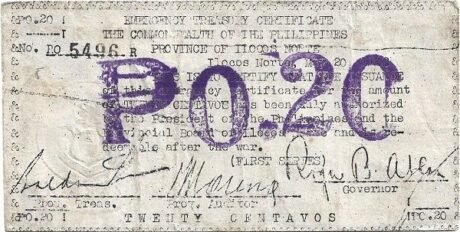 Аверс банкноты 20 centavos (Filipiny) 1942