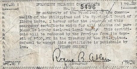 Реверс банкноты 20 centavos (Filipiny) 1942