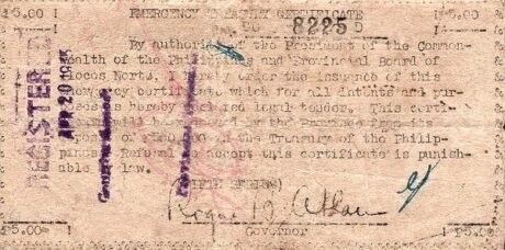 Реверс банкноты 5 песо (Филиппины) 1942 года