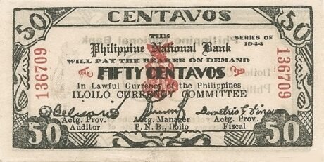 Аверс банкноты 50 сентаво (Филиппины) 1944 года