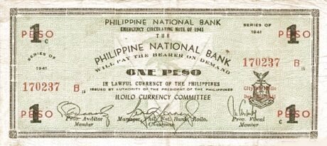 Аверс банкноты 1 песо (Филиппины) 1941 года