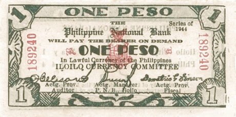Аверс банкноты 1 песо (Филиппины) 1944 года