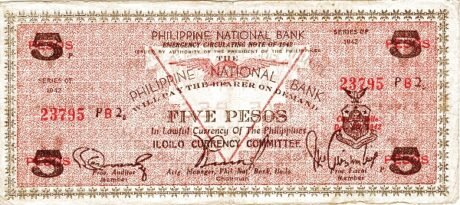 Аверс банкноты 5 pesos (Filipiny) 1942