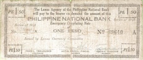 Аверс банкноты 1 песо (Филиппины) 1942 года
