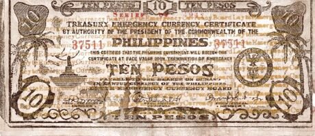 Аверс банкноты 10 песо (Филиппины) 1942 года