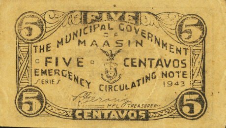 Аверс банкноты 5 centavos (Filipiny) 1943