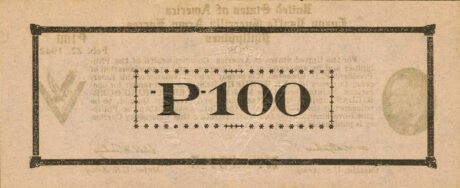 Реверс банкноты 100 pesos (Filipiny) 1942