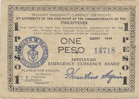 Аверс банкноты 1 peso (Filipiny) 1943