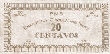 Реверс банкноты 20 сентаво (Филиппины) 1942 года