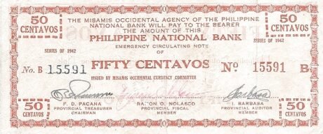 Аверс банкноты 50 сентаво (Филиппины) 1942 года