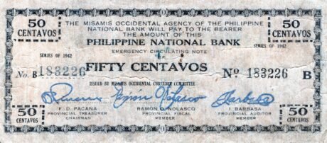 Аверс банкноты 50 сентаво (Филиппины) 1942 года