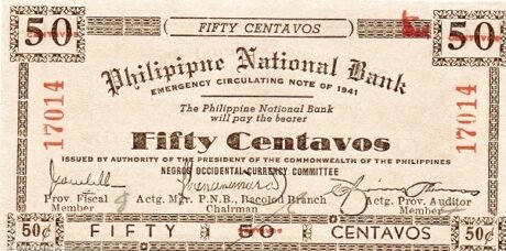 Аверс банкноты 50 сентаво (Филиппины) 1941 года