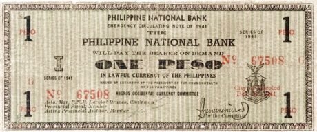 Аверс банкноты 1 песо (Филиппины) 1941 года