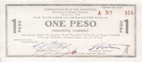 Аверс банкноты 1 песо (Филиппины) 1942 года
