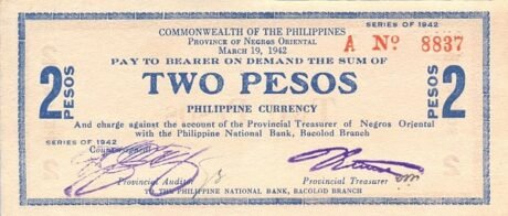 Аверс банкноты 2 pesos (Filipiny) 1942