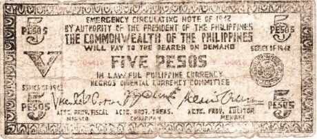 Аверс банкноты 5 pesos (Filipiny) 1942