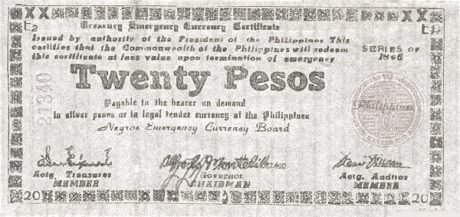 Аверс банкноты 20 pesos (Filipiny) 1945