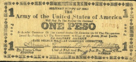 Аверс банкноты 1 песо (Филиппины) 1943 года
