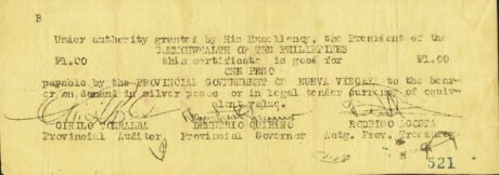 Аверс банкноты 1 песо (Филиппины) 1942 года