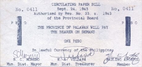 Аверс банкноты 1 песо (Филиппины) 1943 года