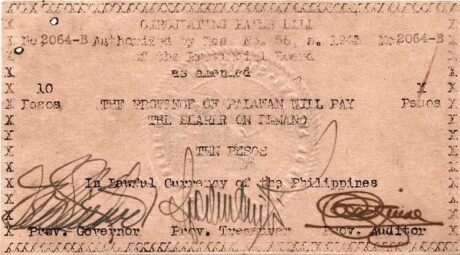 Аверс банкноты 10 песо (Филиппины) 1943 года
