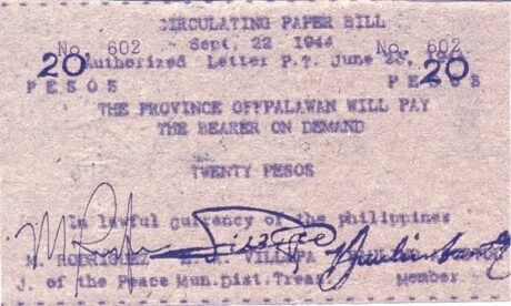 Аверс банкноты 20 pesos „Niebieski” (Filipiny) 1944