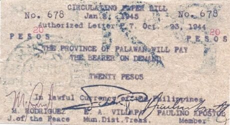 Аверс банкноты 20 pesos (Filipiny) 1945