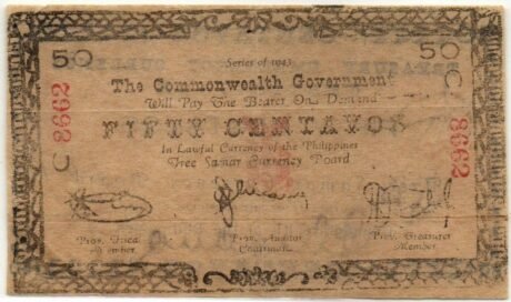 Аверс банкноты 50 сентаво (Филиппины) 1943 года
