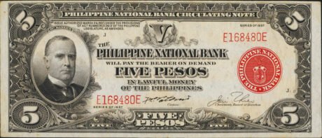 Аверс банкноты 5 pesos „Red Seal” (Filipiny) 1937