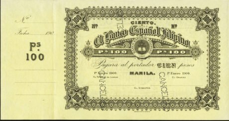 Аверс банкноты 100 песо (Филиппины) 1904 года