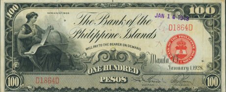 Аверс банкноты 100 песо (Филиппины) 1928 года