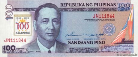 Аверс банкноты 100 pesos „Philippine Stulecie” (Filipiny) 1997