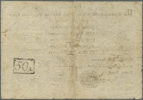 Реверс банкноты 50 копеек Turku - Contor (Финляндия) 1813 года