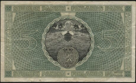 Реверс банкноты 5 марок (Финляндия) 1918 года