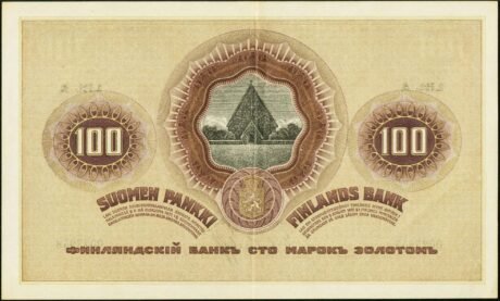 Реверс банкноты 100 марок, Litt. A 1918 (Финляндия) 1909 года