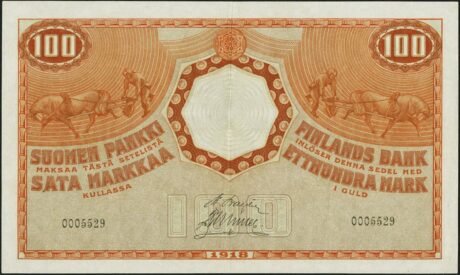 Аверс банкноты 100 marek (Finlandia) 1918