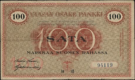 Аверс банкноты 100 марок (Финляндия) 1918 года