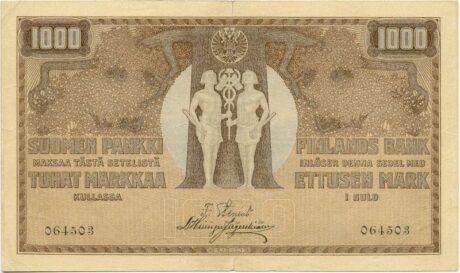 Аверс банкноты 1000 марок (Финляндия) 1909 года