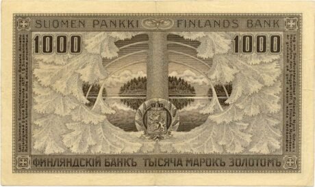 Реверс банкноты 1000 марок (Финляндия) 1909 года