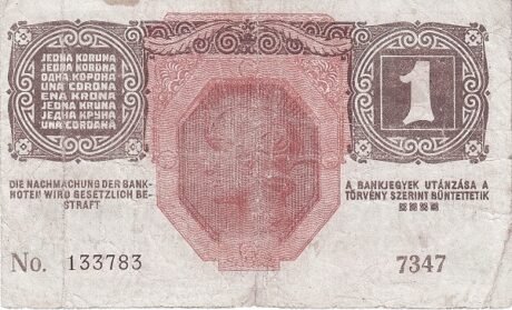 Реверс банкноты 1 крона (Хорватия) 1920 года