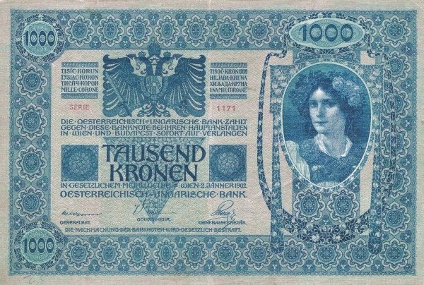 Реверс банкноты 1000 крон (Хорватия) 1920 года