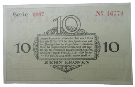 Реверс банкноты 10 крон (Чехословакия) 1918 года