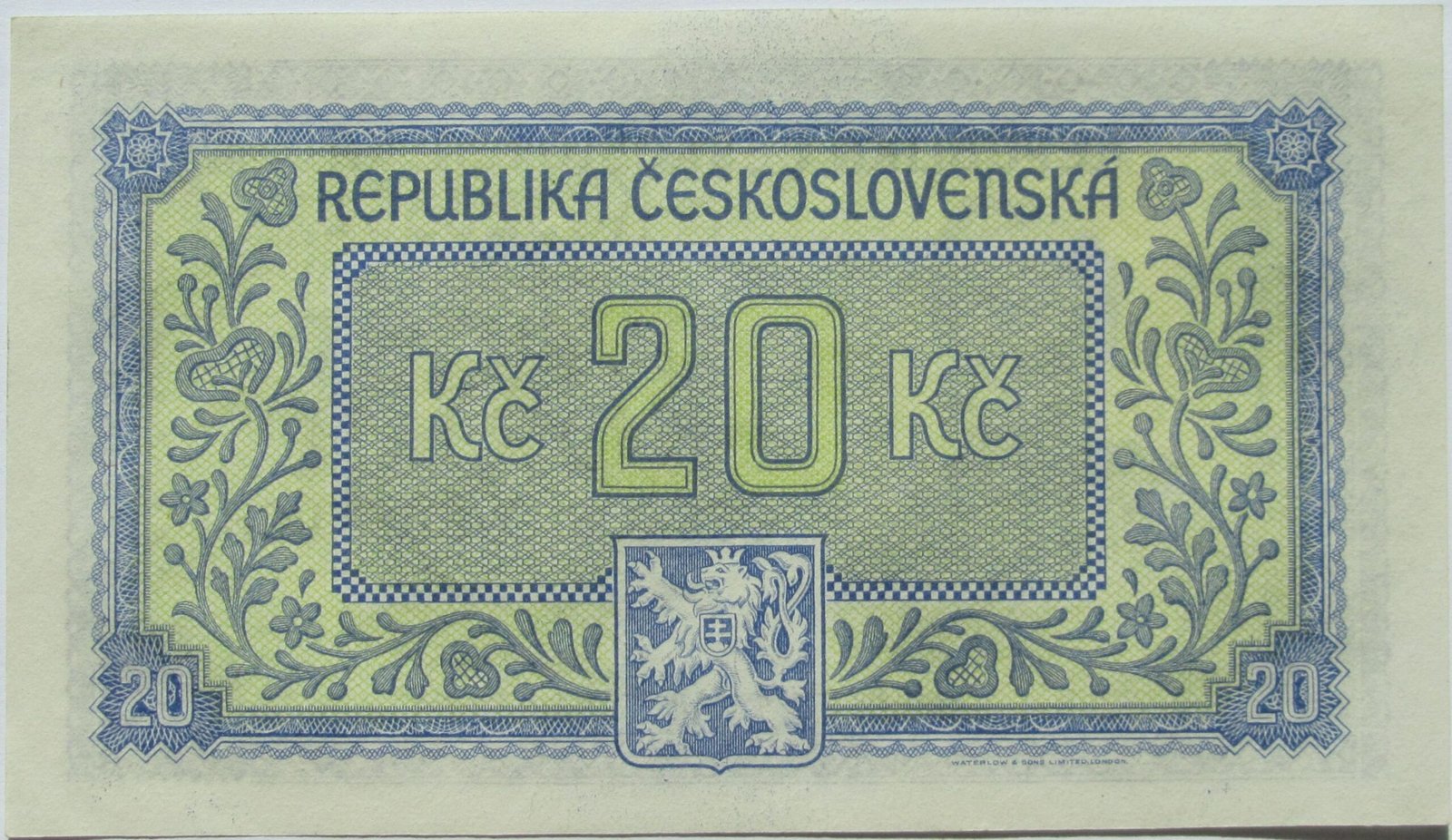 Реверс банкноты 20 крон (Чехословакия) 1945 года