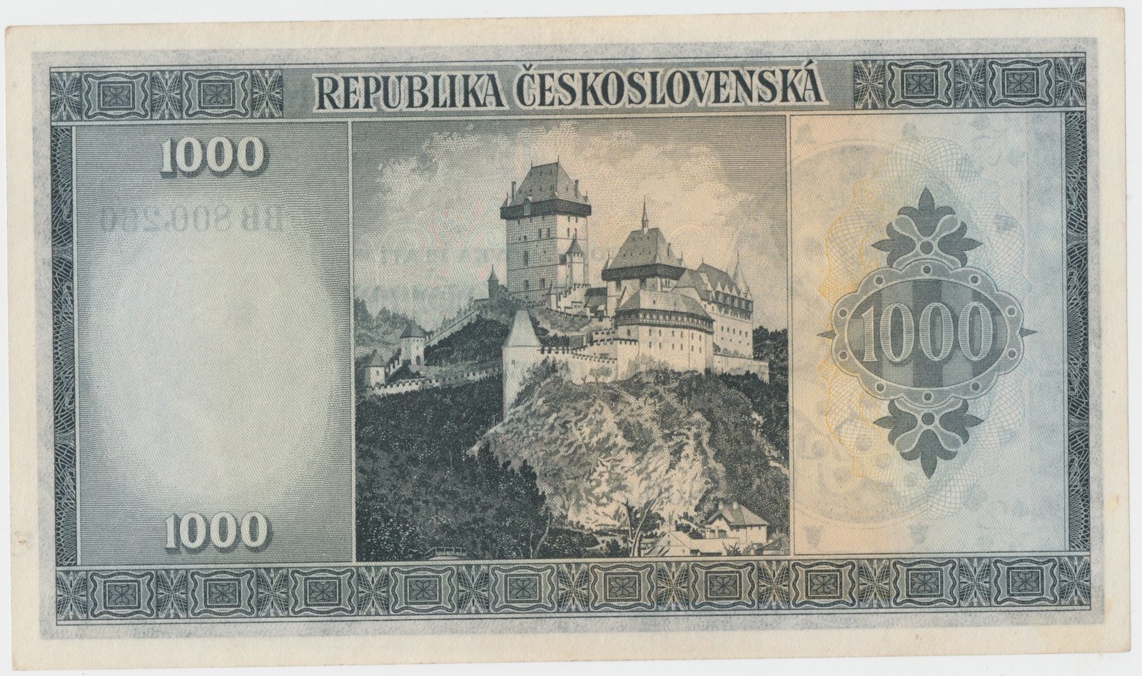 Реверс банкноты 1000 крон (Чехословакия) 1945 года