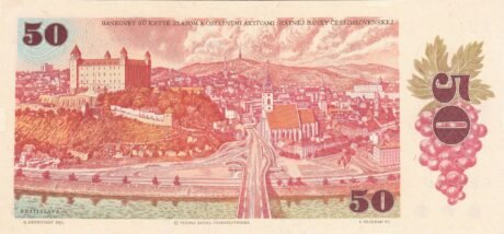 Реверс банкноты 50 крон (Чехословакия) 1987 года