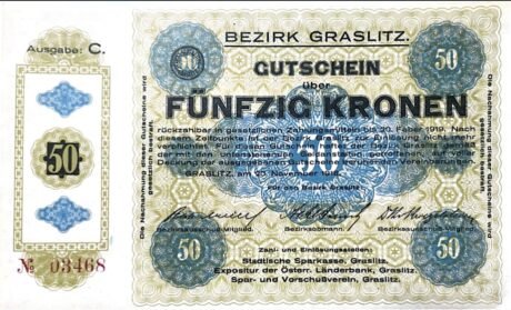 Аверс банкноты 50 крон (Чехословакия) 1918 года